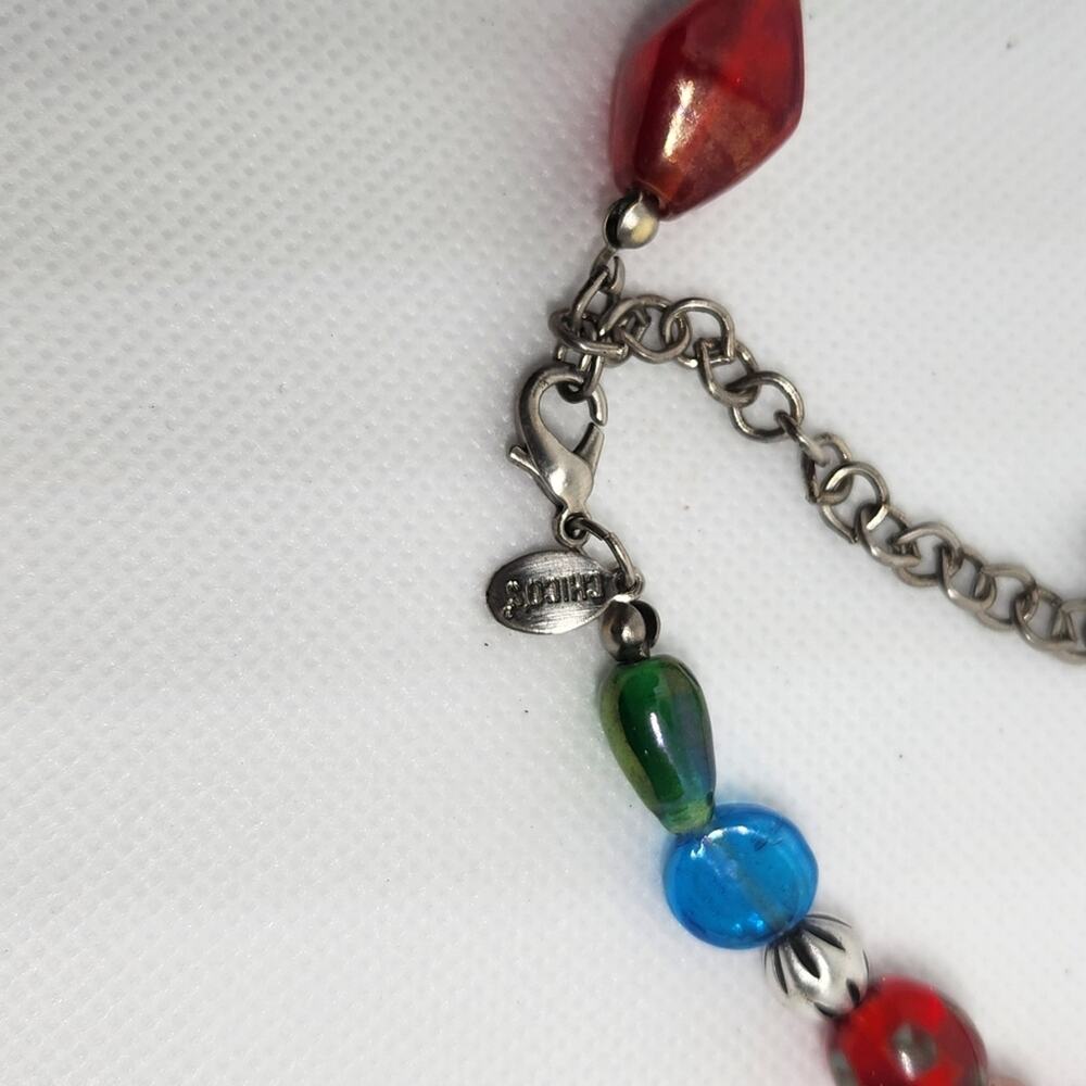 Chico's Multicolor Glass Bead Necklace 14" Boho Statement Choker Lobster - Picture 6 of 6